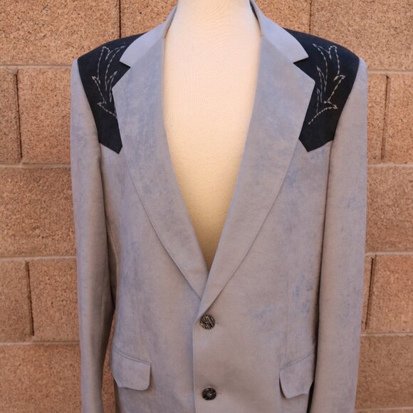 Men’s Western Suede Jacket - Vintage Rockabilly Blazer Size 46L Made In USA - Picture 2 of 16